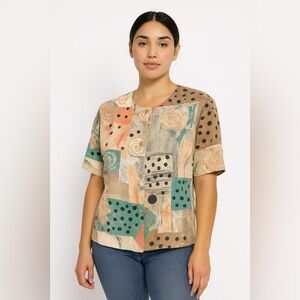 Vtg 80s patchwork print blouse